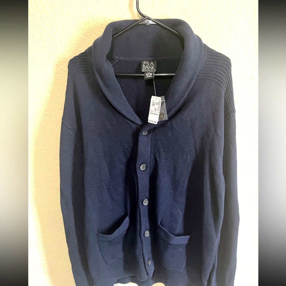 NWT Jos. A. Bank Dark Blue Cardigan Sweater executive collection 2xl
